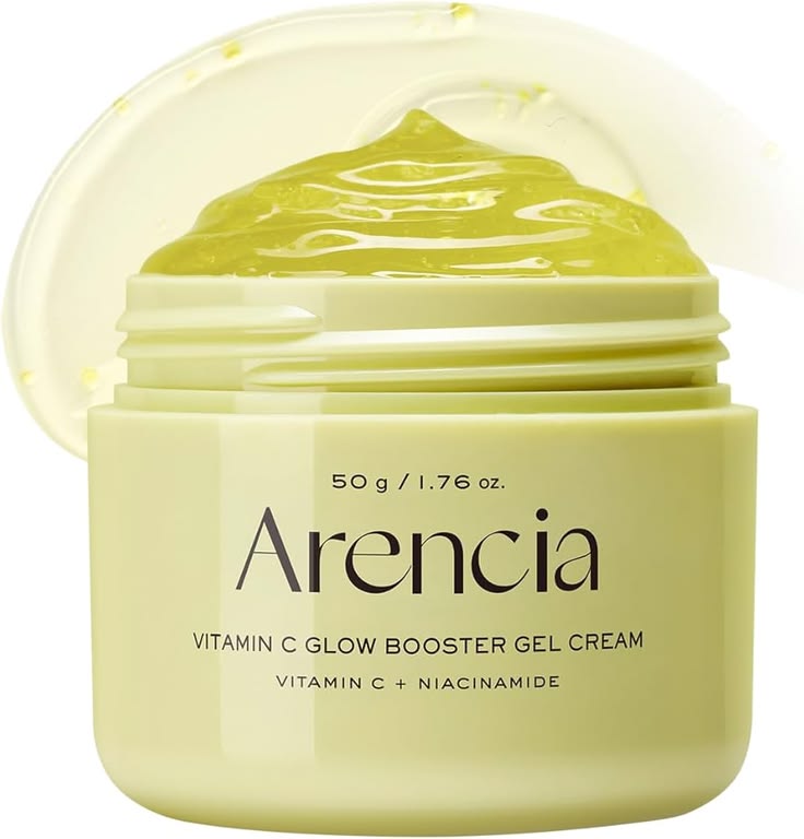 Arencia Vitamin C Glow Booster Gel Cream 50g - producto abierto textura verde