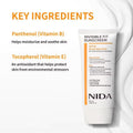 NIDA Invisible Fit Sunscreen SPF50 - key ingredients Pantenol y Vitamina E