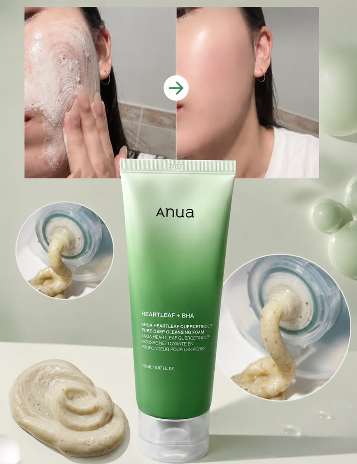 Anua Heartleaf Quercetinol Pore Deep Cleansing Foam - en mano