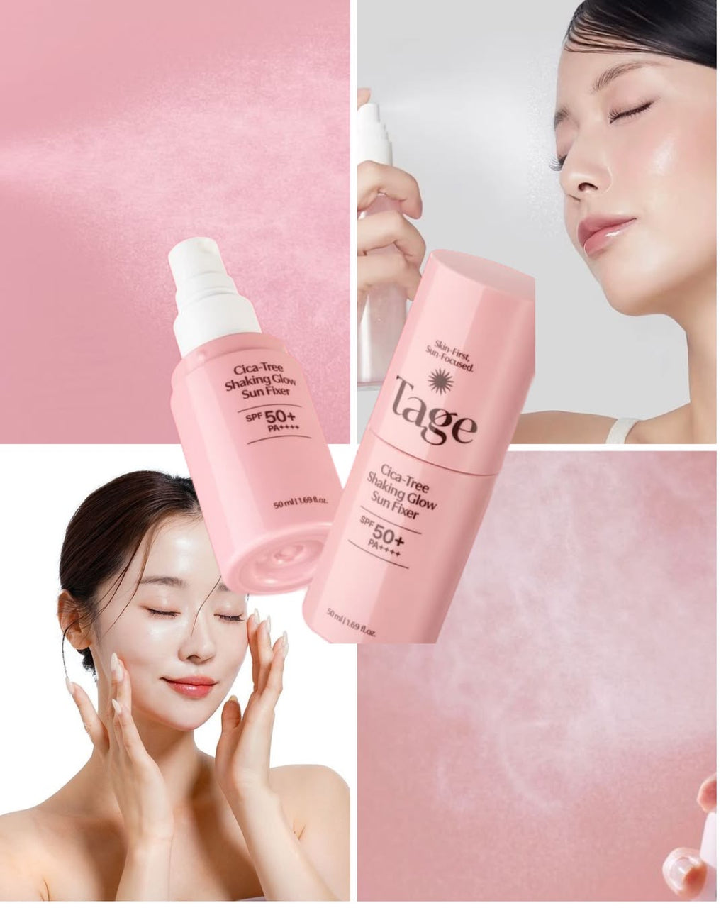 Tage Cica-Tree Shaking Glow Sun Fixer SPF50+ - modelo aplicando