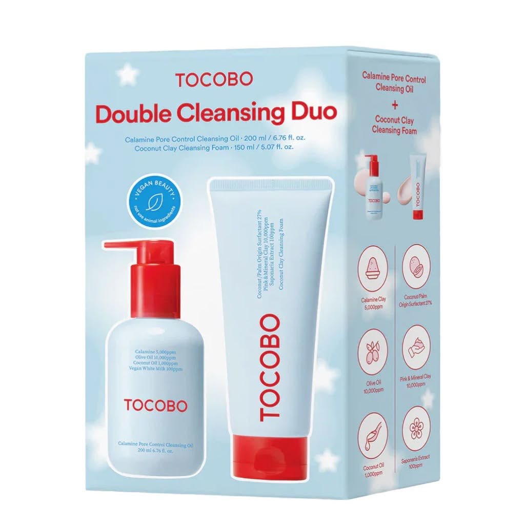 Tocobo Double Cleansing Duo – Calamine Pore Control Cleansing Oil + Coconut Clay Cleansing Foam