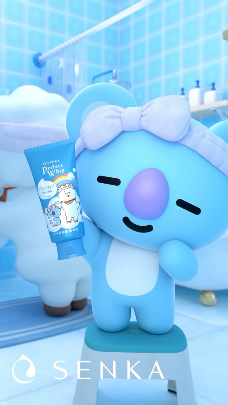 Senka Perfect Whip BT21 Edition - personaje KOYA sosteniendo el producto